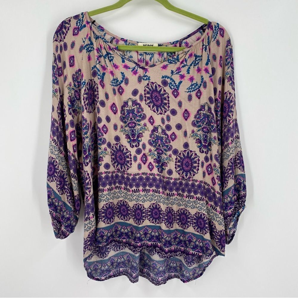 Verse Women’s V Neck Long Sleeve Paisley Print Blouse size XXL